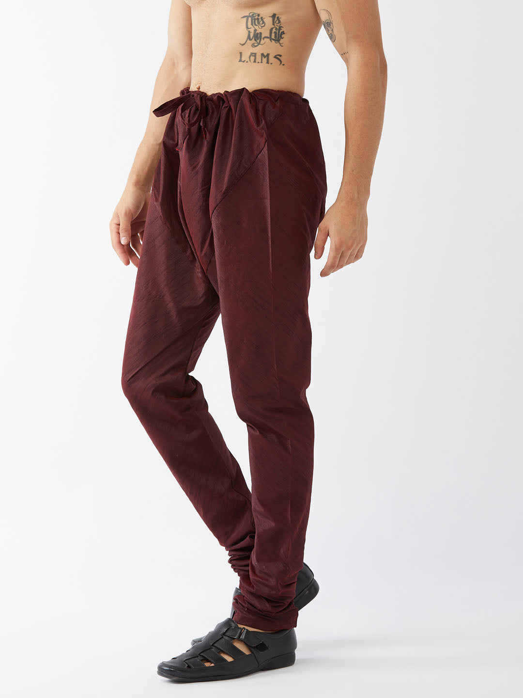 Men's Wine Silk Blend Pyjama