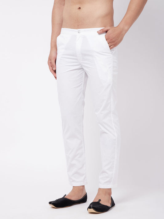 Men's White Cotton Pant Style Pyjama