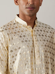 Men's Gold Viscose Kurta