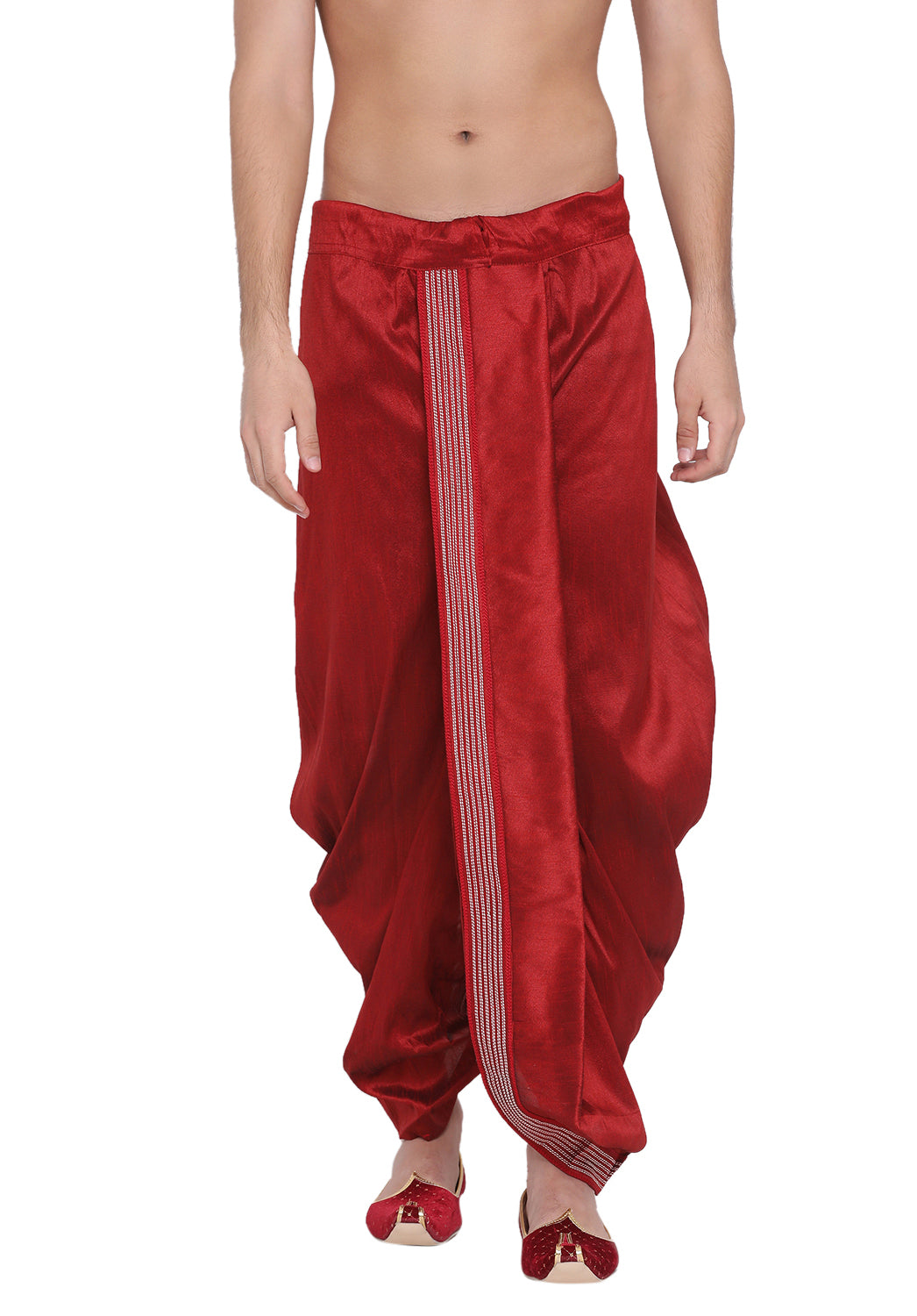 Men's Maroon Silk Blend Dhoti