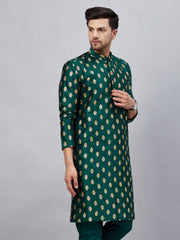 Men's Green Dupion Silk Kurta