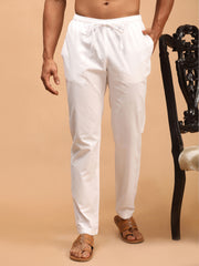 Men's White Cotton Pant Style Pyjama