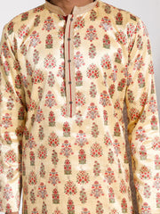 Men's Yellow Silk Blend Kurta And Pyjama Set