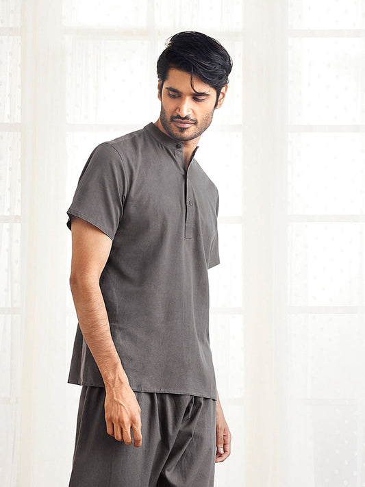 Men's Mud Cotton Short Kurta