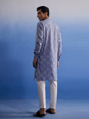 Men's Aqua Cotton Kurta Pyjama Set