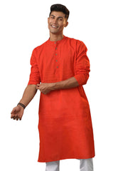 Men's Red Pure Cotton Kurta