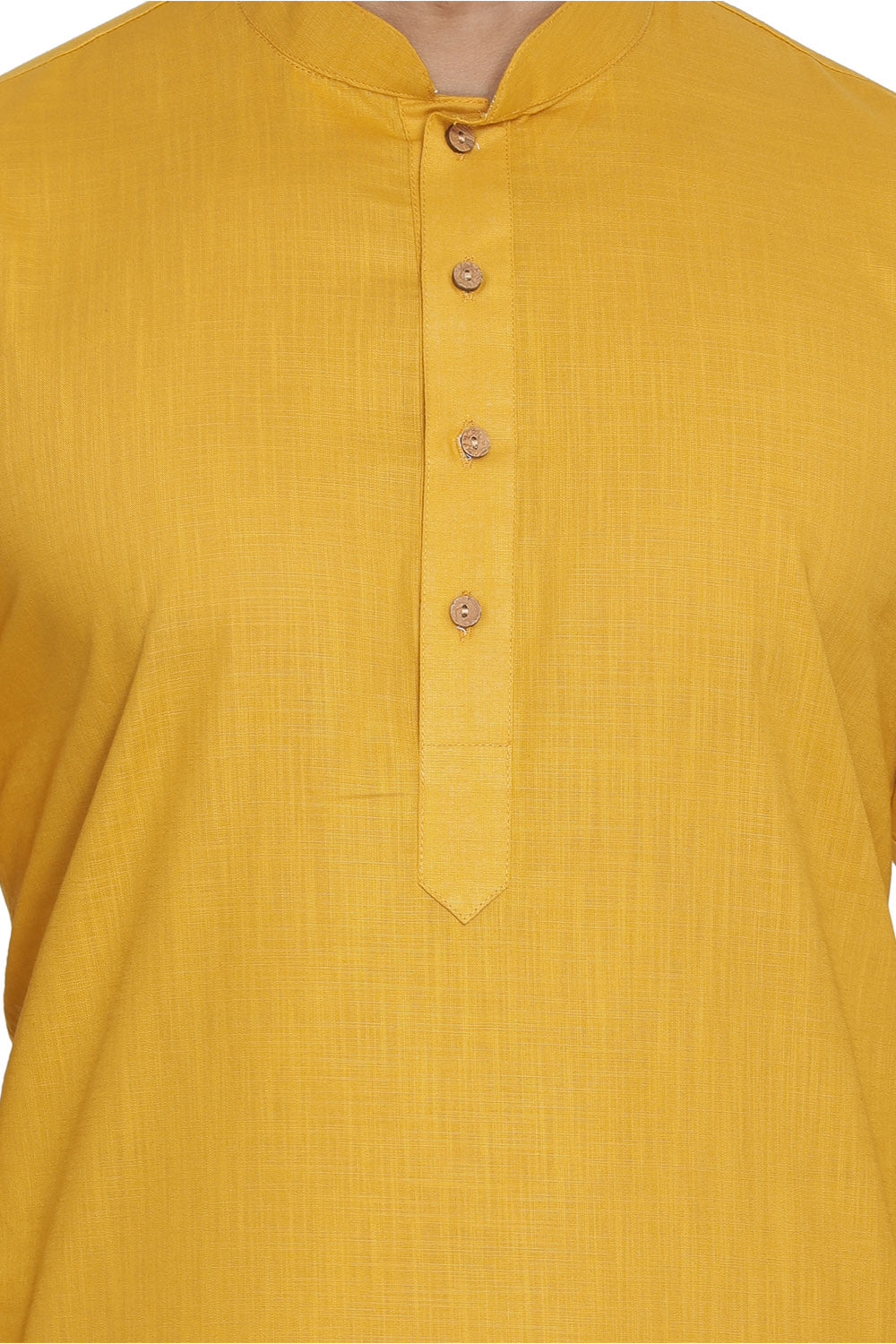 Men's Yellow Cotton Linen Blend Kurta