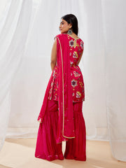 Women's Magenta Kurta Sharara Set