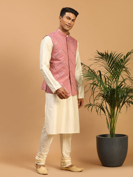 Men's Onion Viscose Jacket, Kurta and Pyjama Set