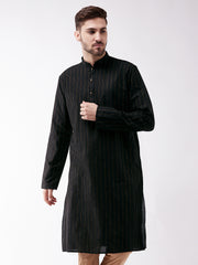 Men's Black Cotton Blend Kurta