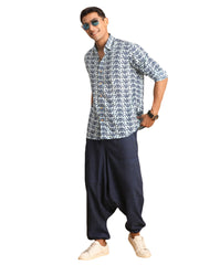 Men's Indigo Blue Cotton Ethnic Shirt