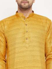 Men's Mustard Silk Blend Kurta