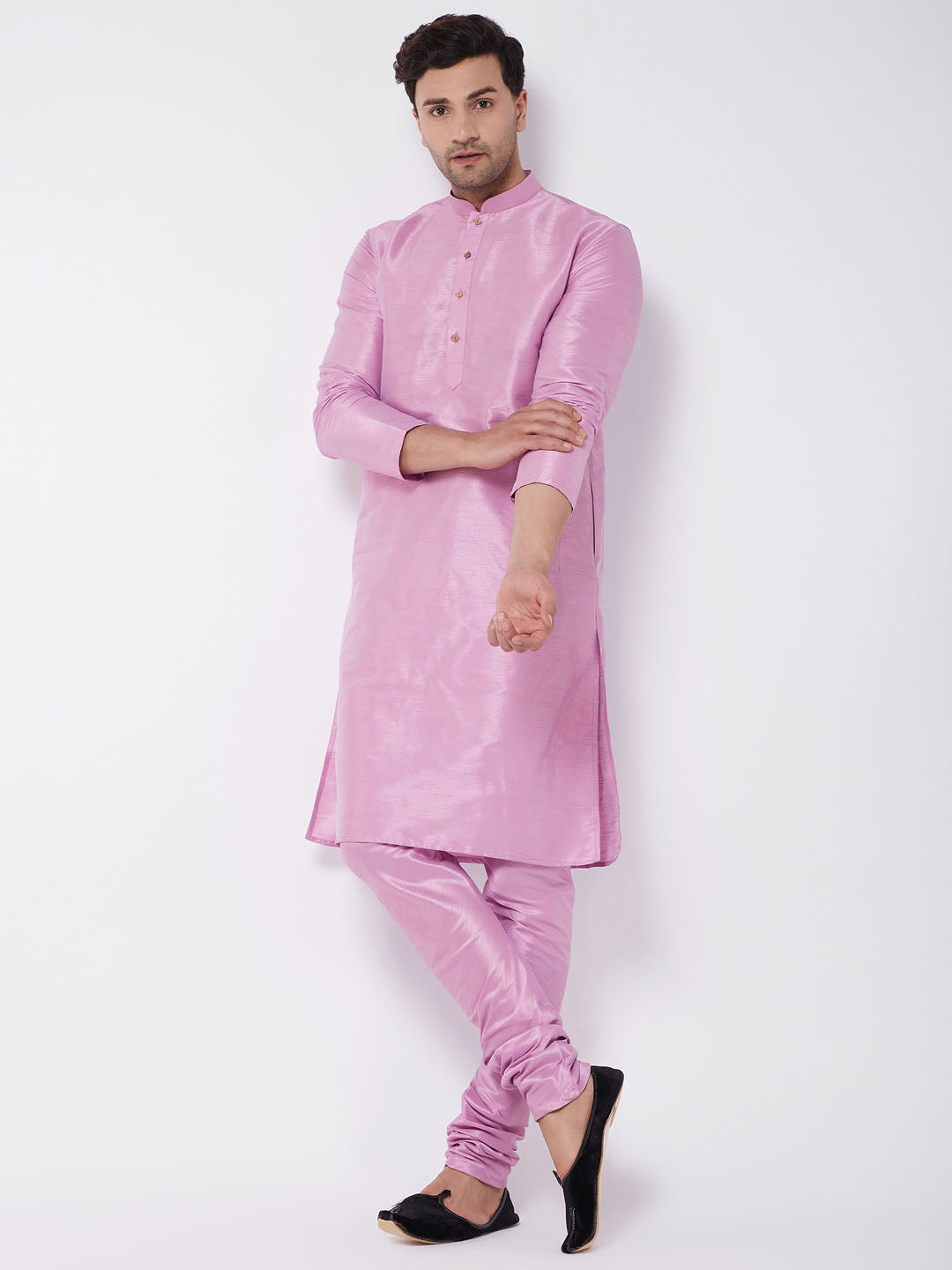 Men's Onion Pink Silk Blend Kurta