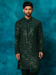 Men's Green Georgette Kurta