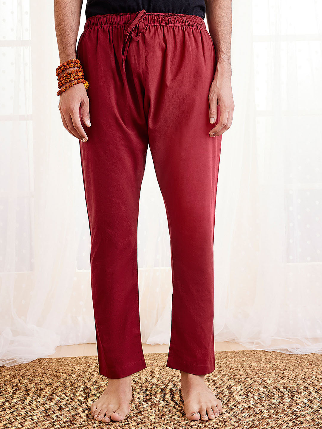 Men's Maroon Cotton Pyjama