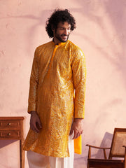 Men's Yellow Georgette Kurta