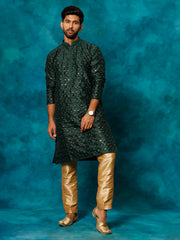 Men's Green Silk Blend Kurta