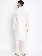 Men's Cream Viscose Kurta Pyjama Set