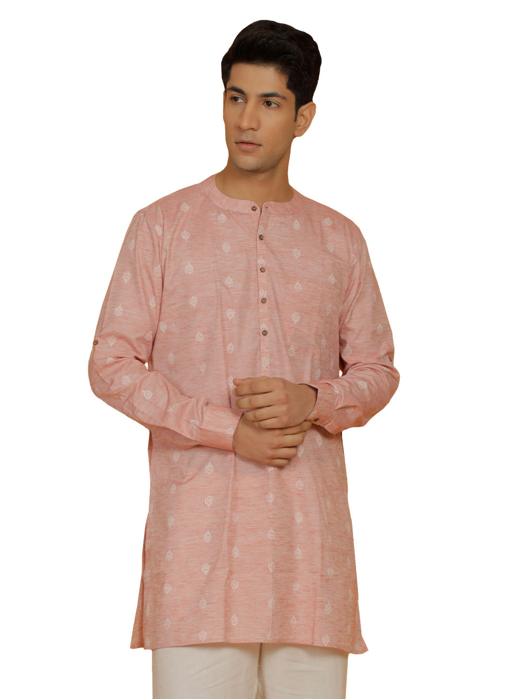 Men's Pink Cotton Kurta