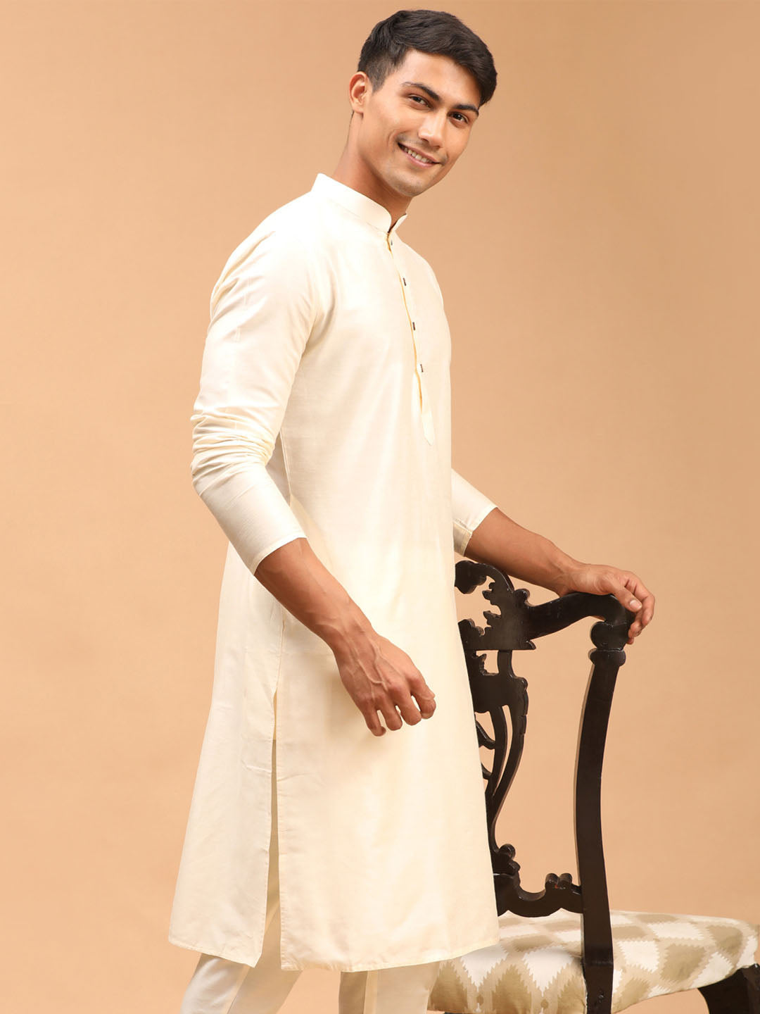 Men's Cream Viscose Kurta