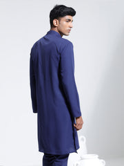 Men's Navy Blue Crepe Kurta