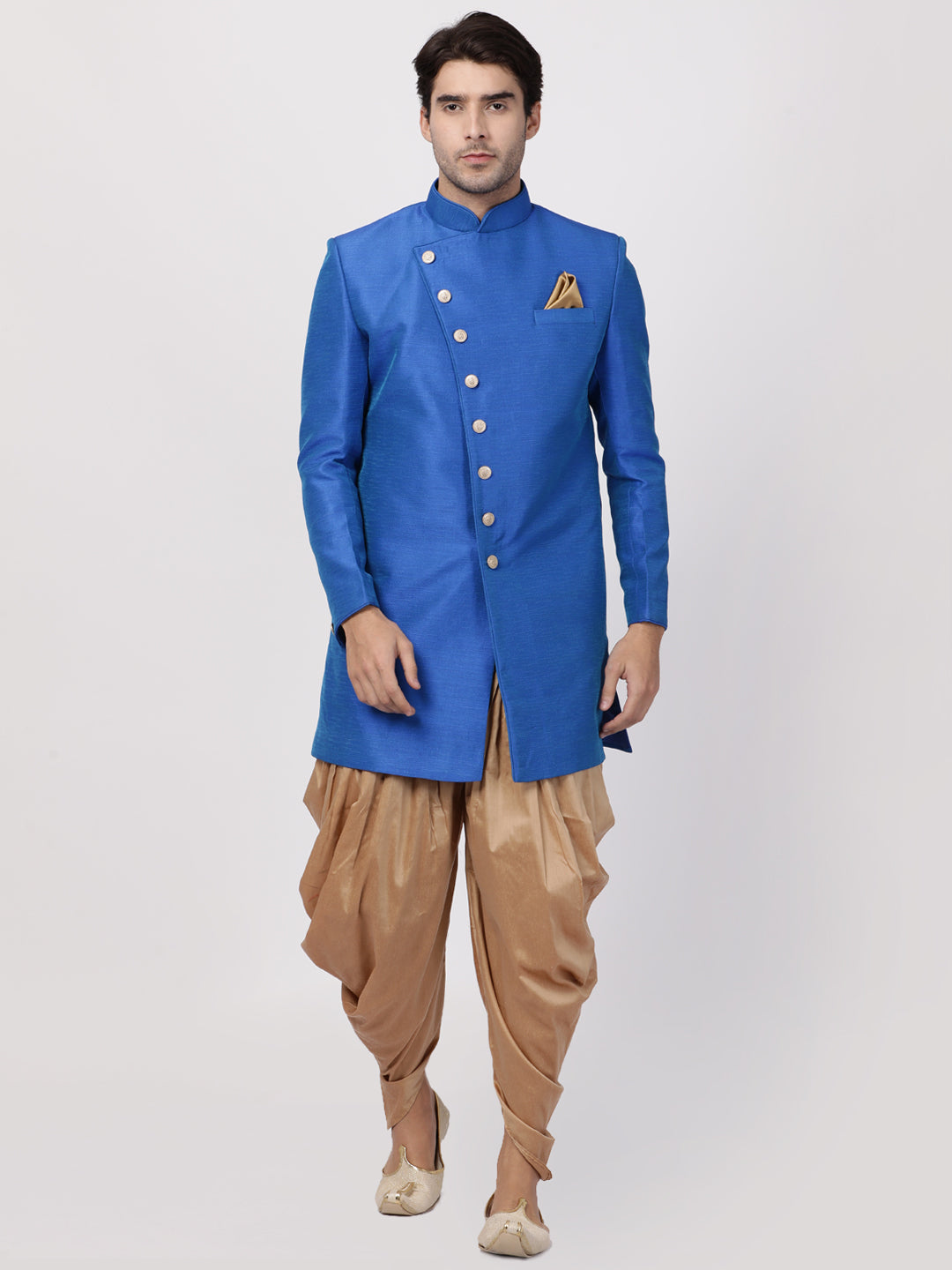 Men's Blue Silk Blend Sherwani Only Top