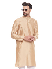 Men Beige Silk Blend Kurta