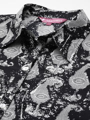 Women Black And White Paisley Printed Cotton Co-Ords