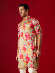 Men's Green Cotton blend Kurta