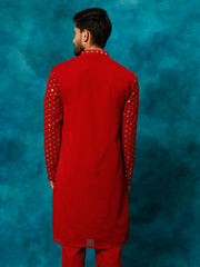 Men's Maroon Georgette Kurta