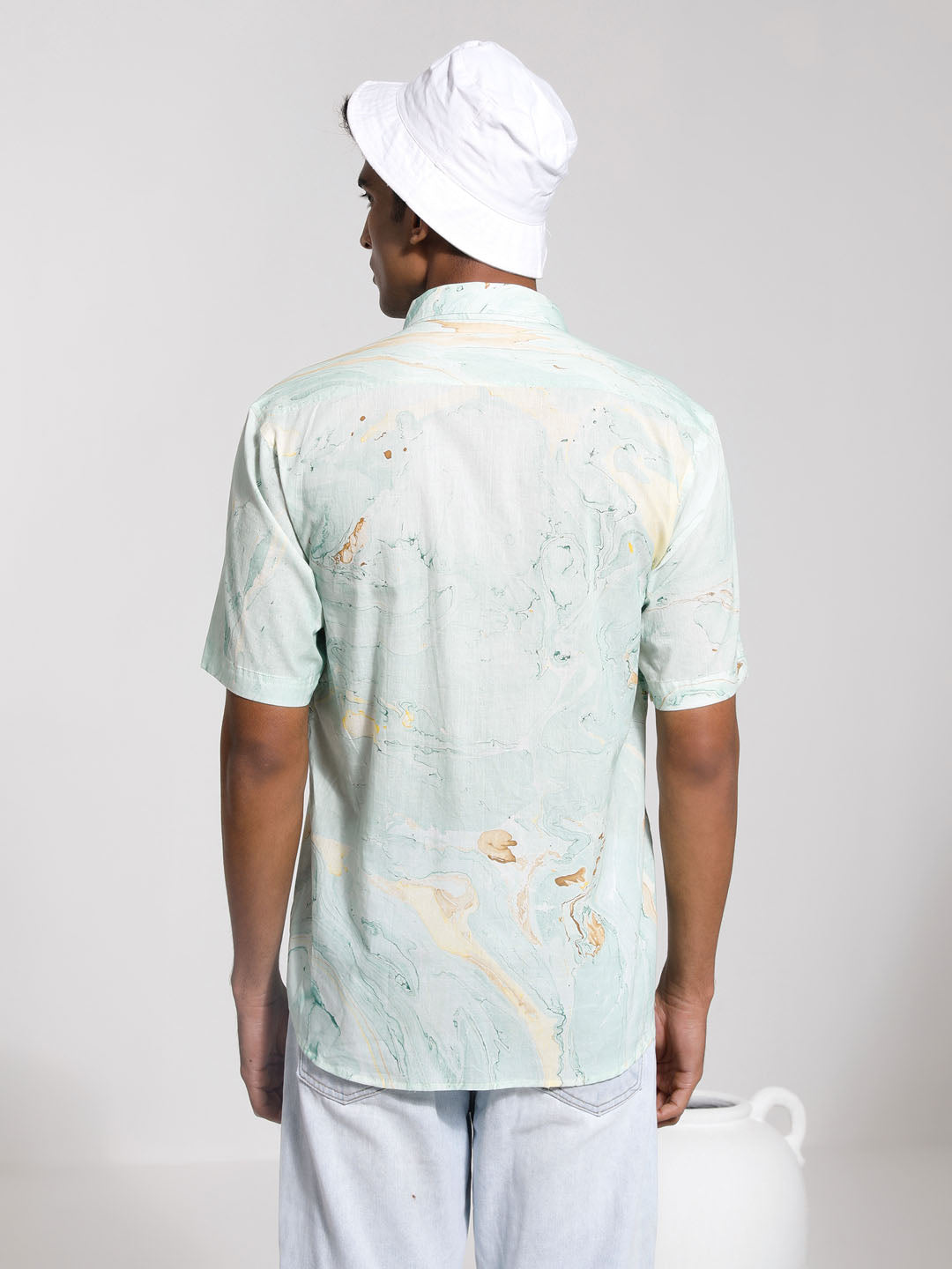 Men's Mint Green Cotton Ethnic Shirt