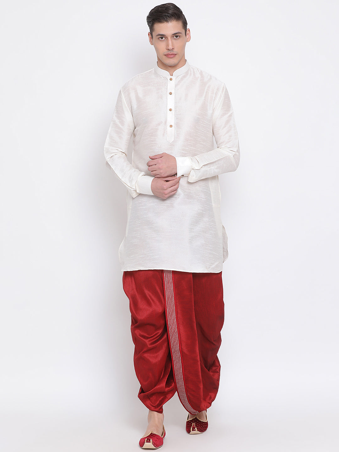 Men's Maroon Silk Blend Dhoti