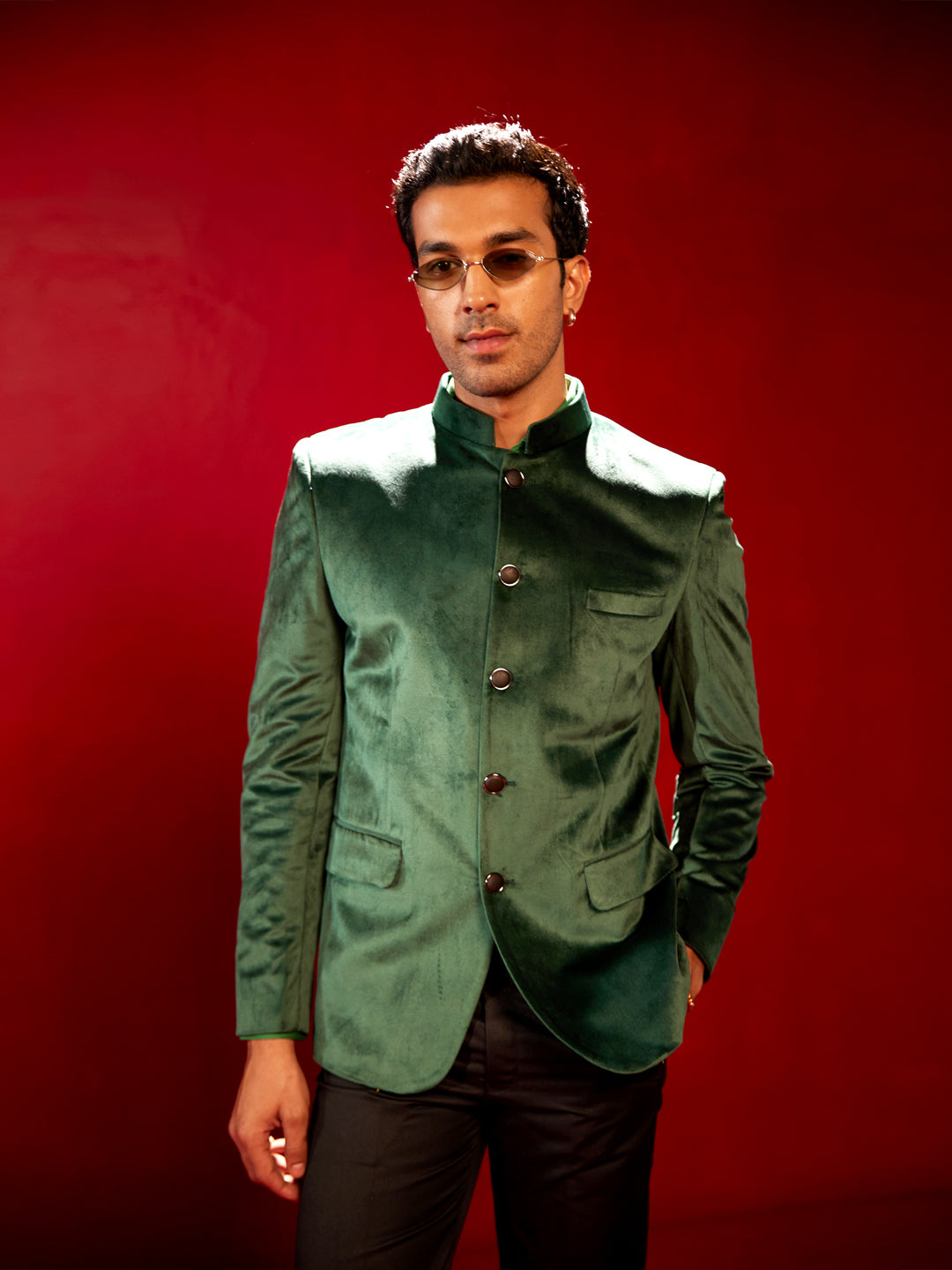 Men's Green velvet Jodhpuri