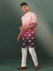 Men's Purple Rayon Kurta Pyjama Set