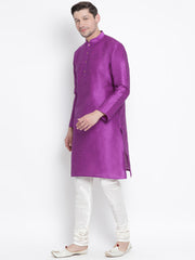 Men's Purple Silk Blend Kurta Pyjama Set