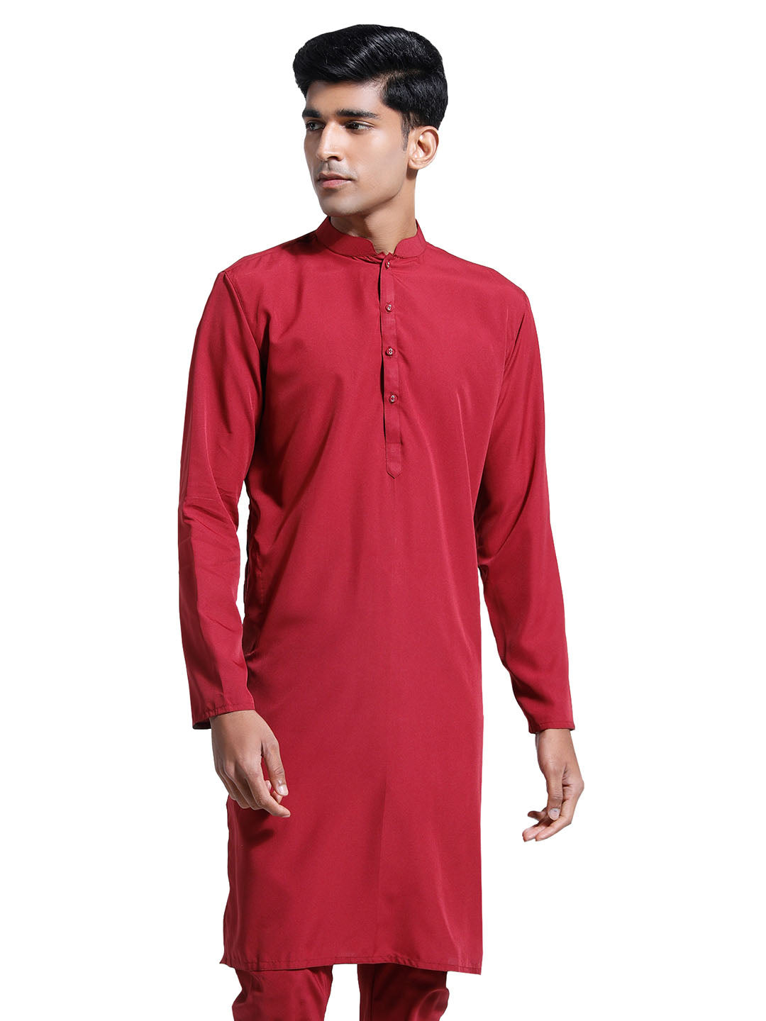 Men's Maroon Crepe Kurta