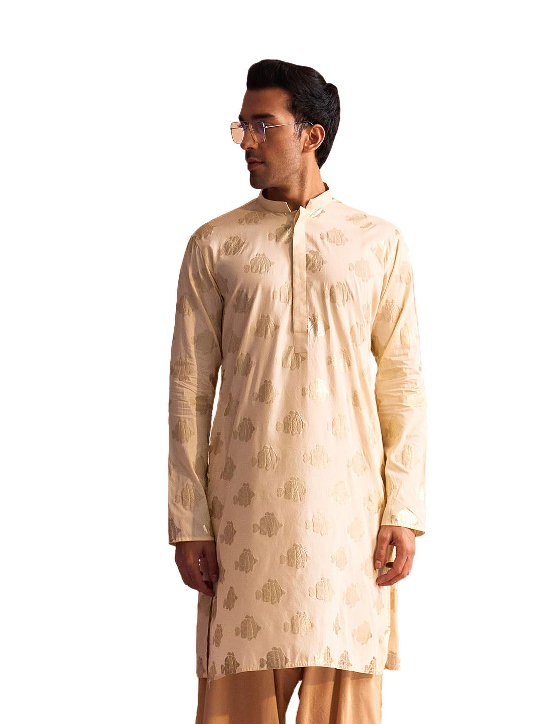 Men's Gold Viscose Kurta