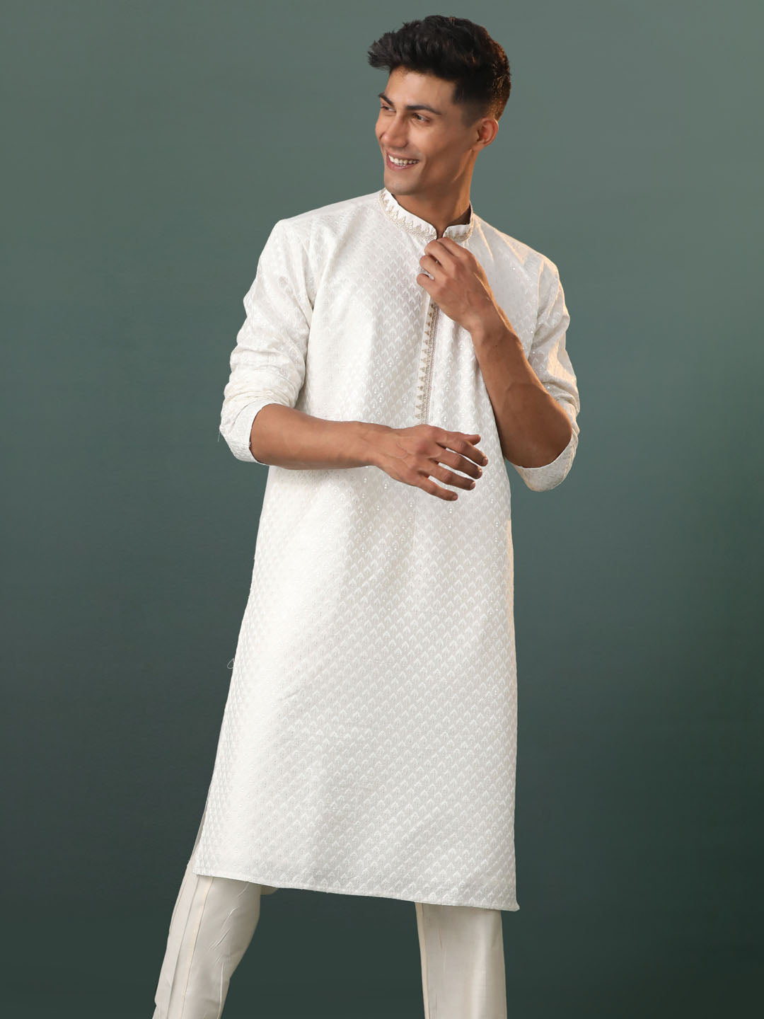 Men's White Cotton Kurta