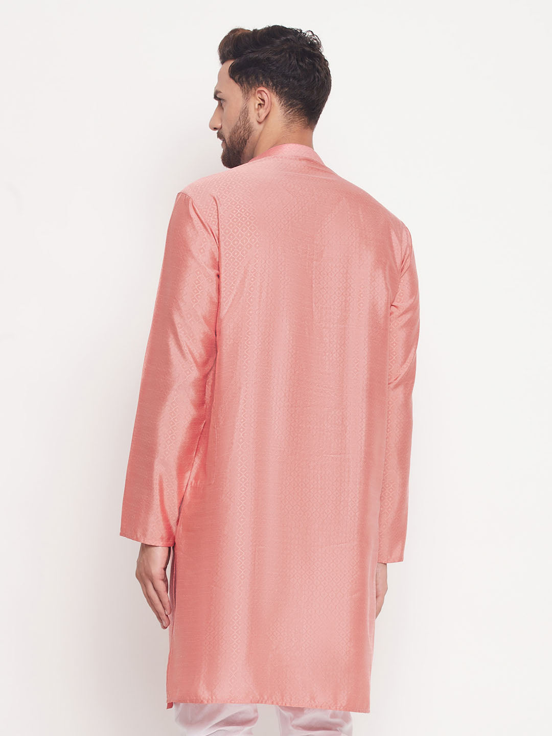 Men Pink Silk Blend Kurta