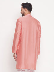 Men Pink Silk Blend Kurta