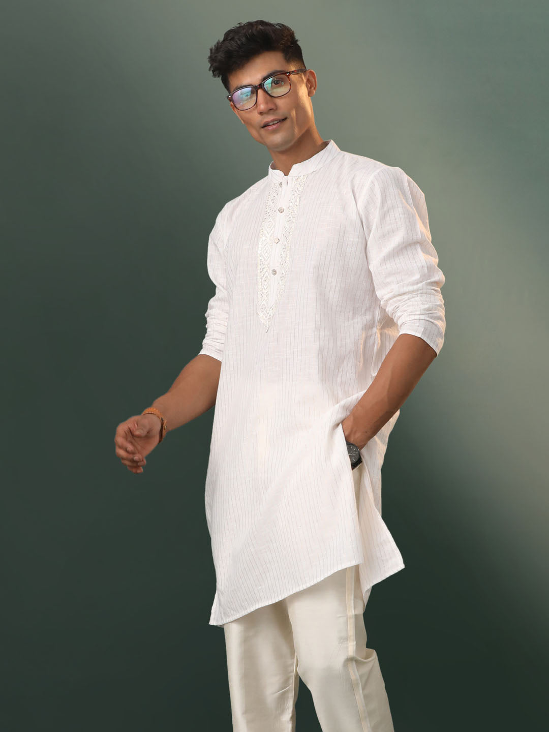 Men's White Cotton Kurta