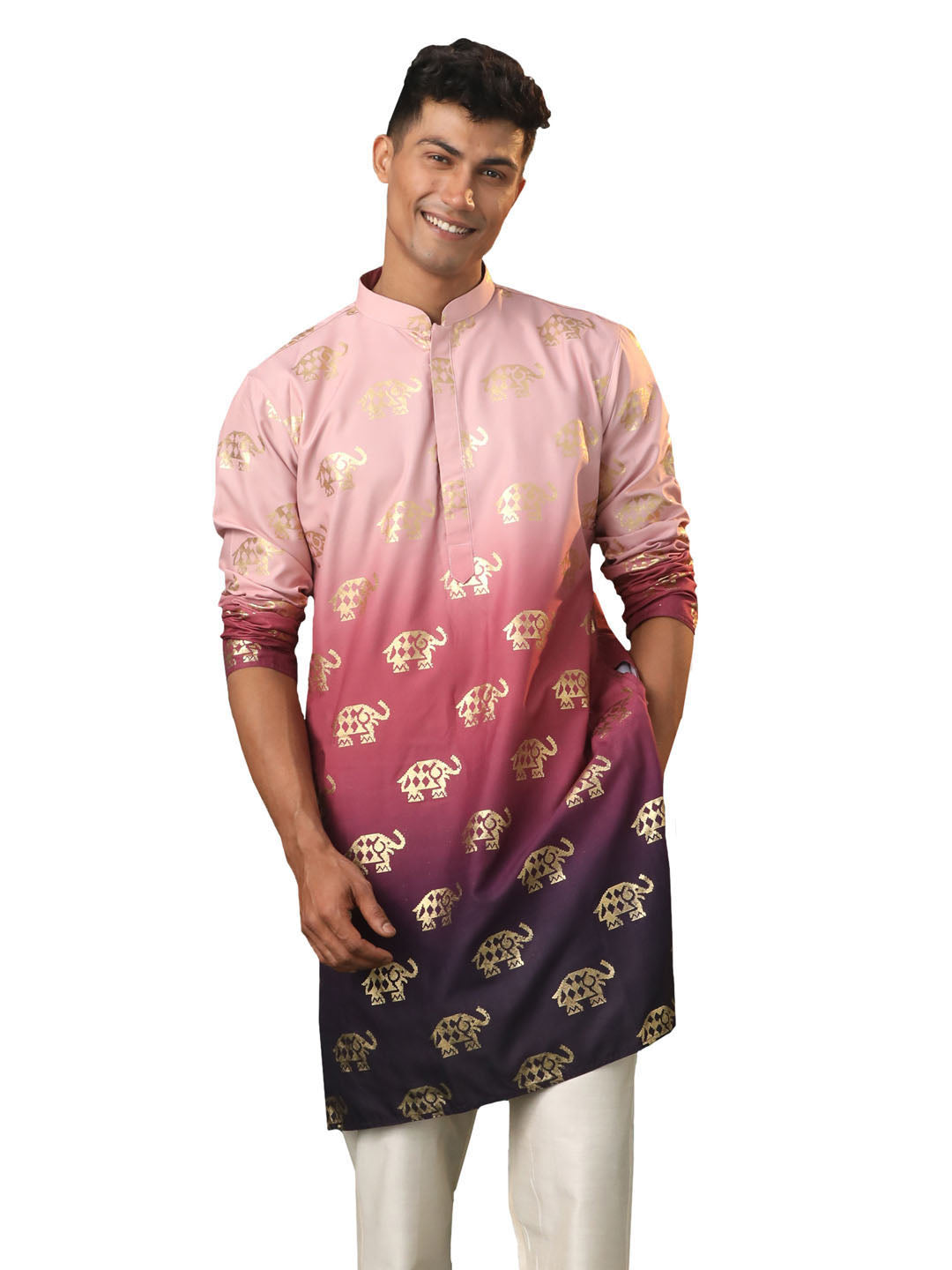 Men's Purple Rayon Kurta