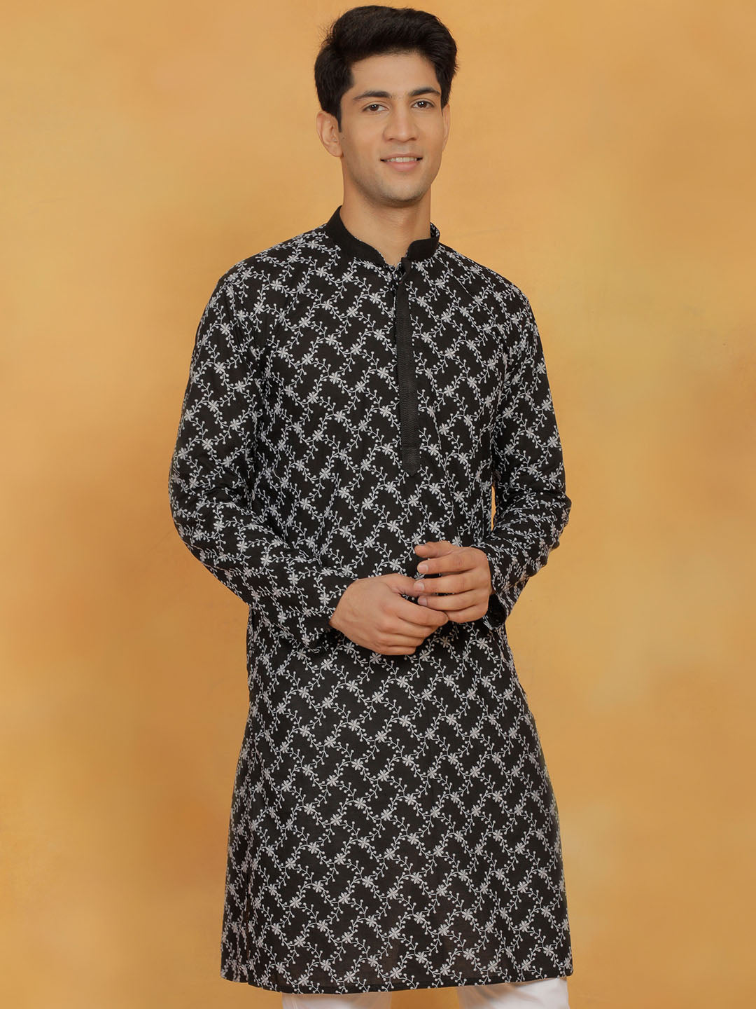 Men's Black Cotton Kurta