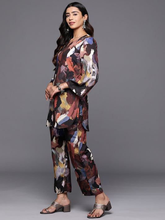 Women Black Abstract Printed  Co-Ords