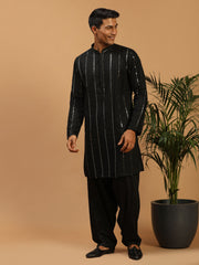 Men's Black Viscose Kurta