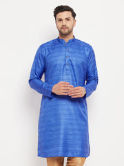 Men's Blue Silk Blend Kurta