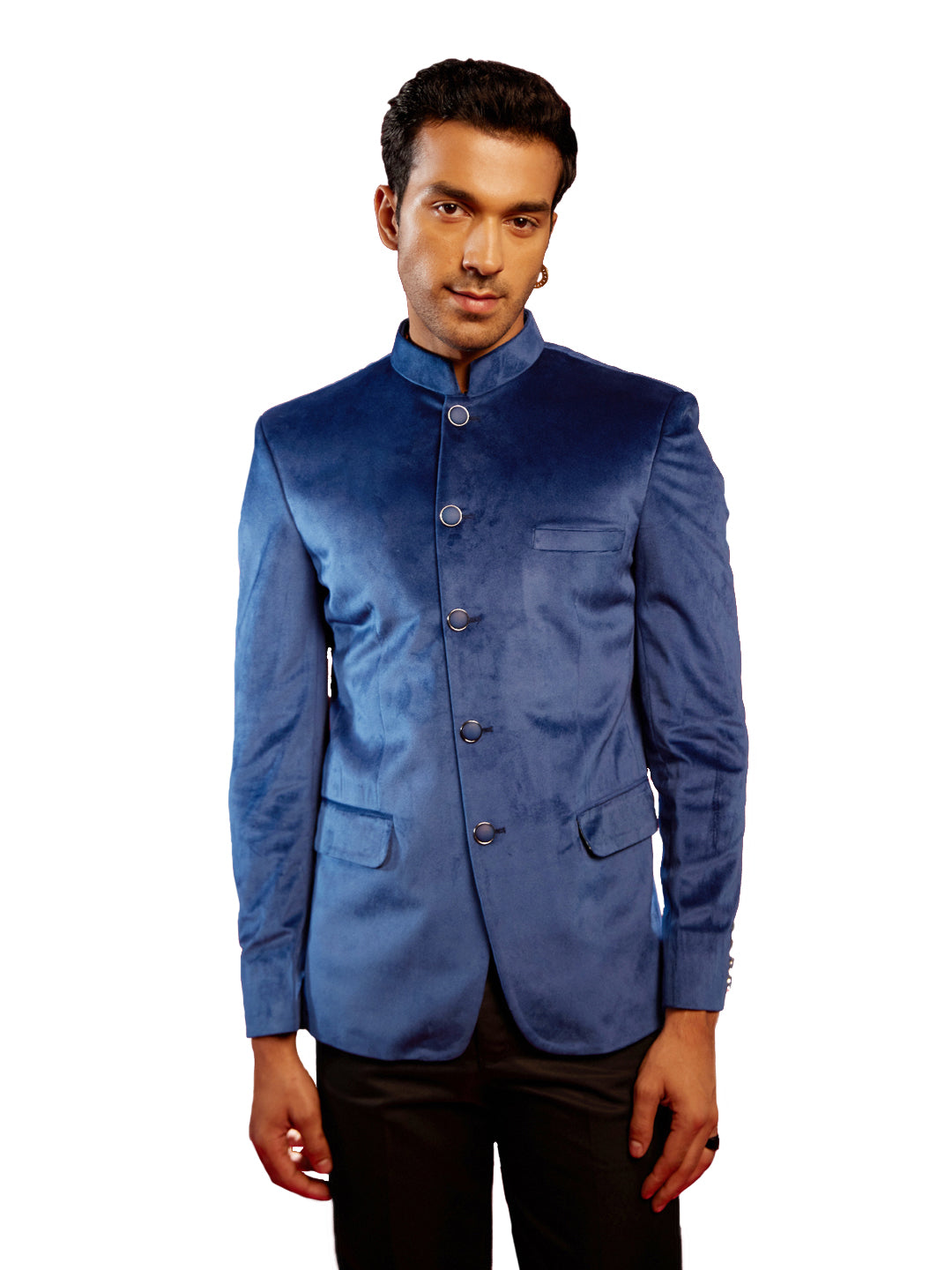 Men's Navy Blue velvet Jodhpuri