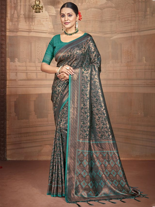 Silk Woven Work Festival Tassle Saree