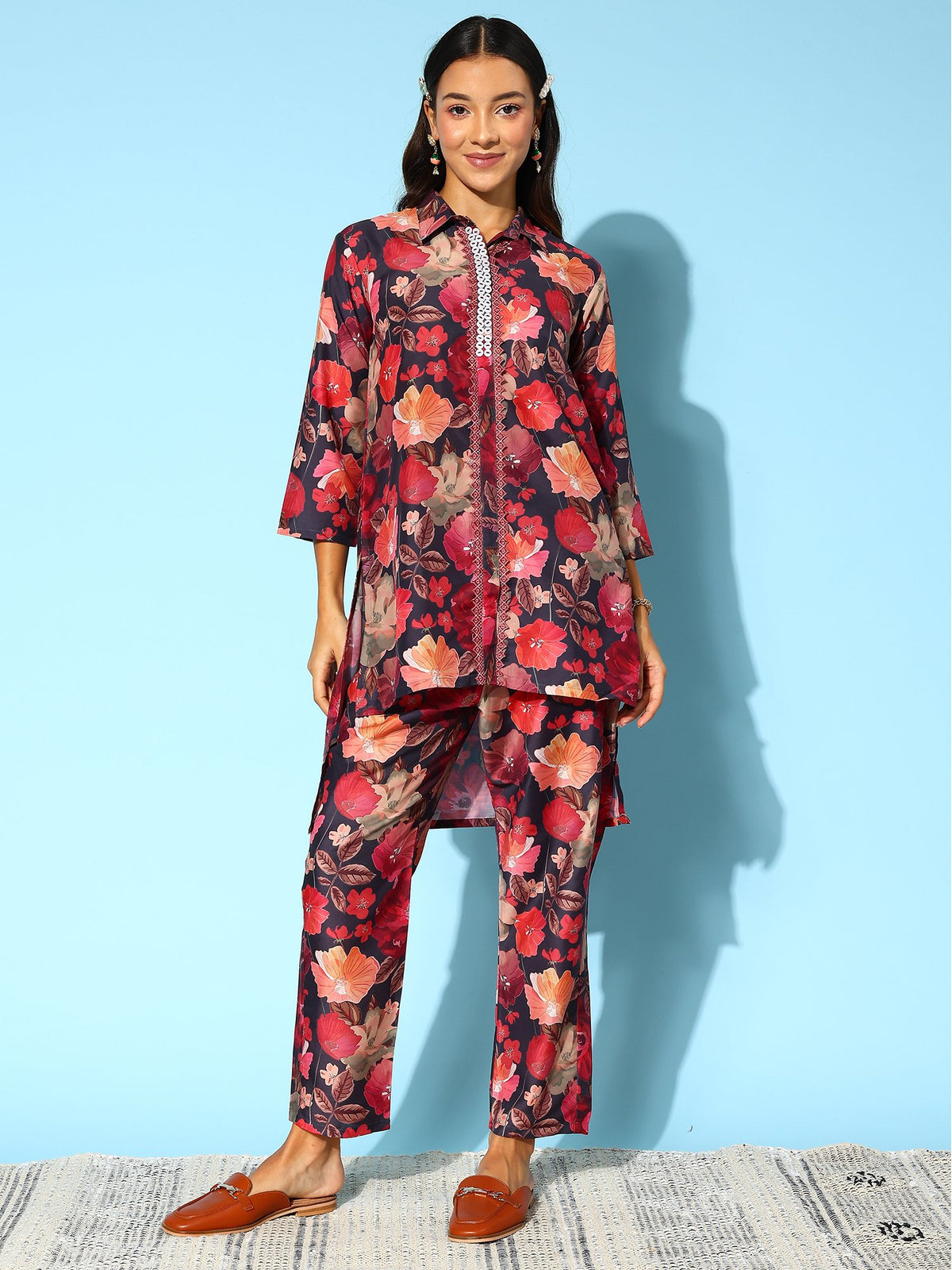 Indo Era Women Floral Printed Co-Ords Set