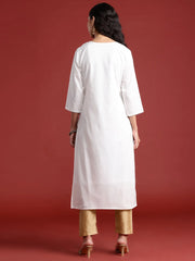 White Embroidered Straight Kurtas